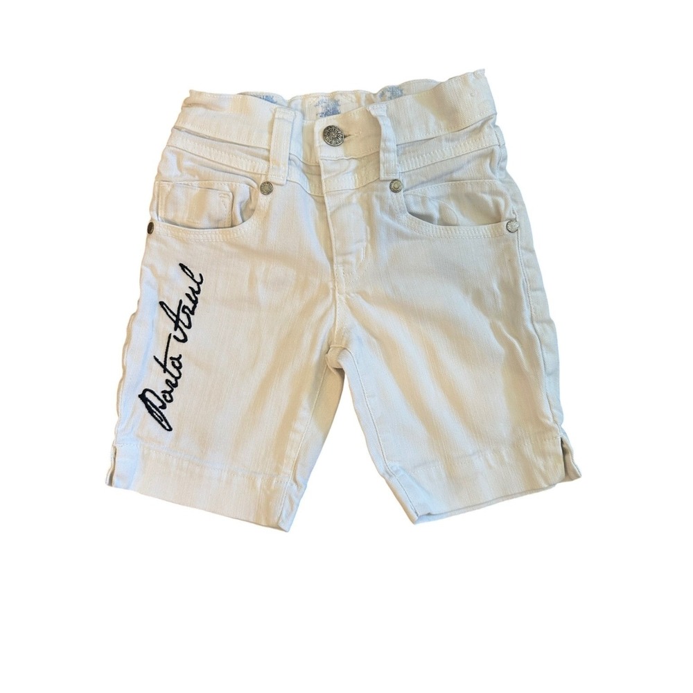 Porto Azul Nautical Embroidered White Denim Shorts Kids Boy Girl Size 104/110